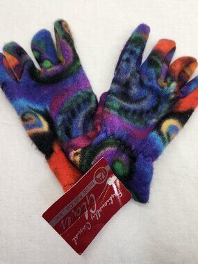 Nwt Jacob ash Girls Large Colorful Felt Fleece Gloves Warm